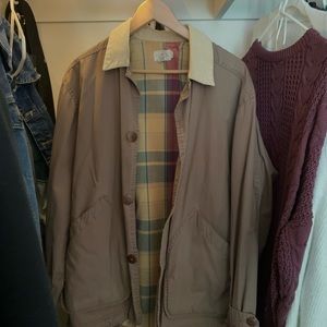 Vintage 90s J Crew Faded Flannel Lined Chore Barn Jacket